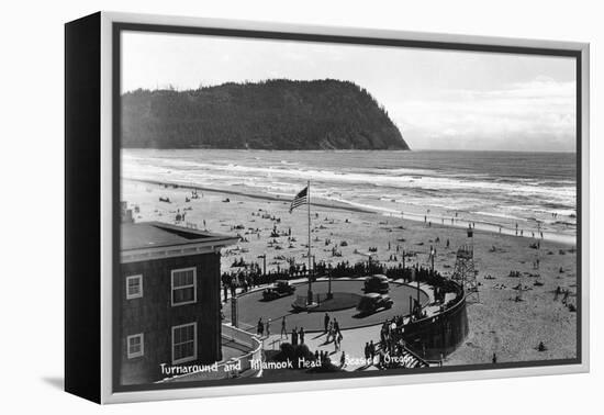 Seaside, Oregon Beach Scene from Air Photograph - Seaside, OR-Lantern Press-Framed Stretched Canvas