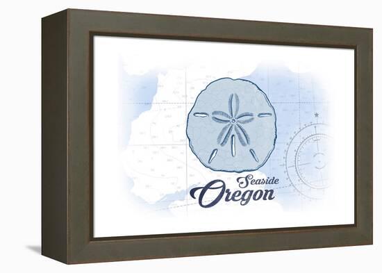 Seaside, Oregon - Sand Dollar - Blue - Coastal Icon-Lantern Press-Framed Stretched Canvas