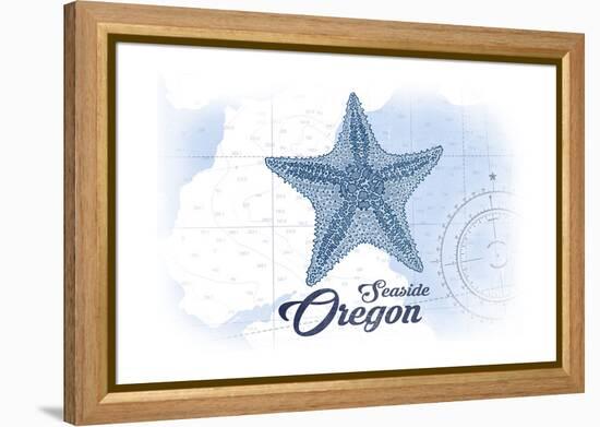 Seaside, Oregon - Starfish - Blue - Coastal Icon-Lantern Press-Framed Stretched Canvas