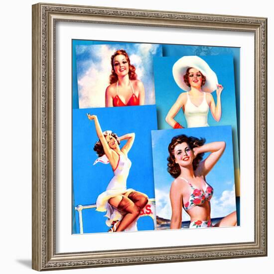 Seaside Pin-Ups-Piddix-Framed Art Print