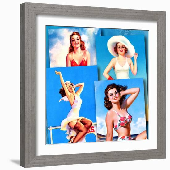 Seaside Pin-Ups-Piddix-Framed Art Print