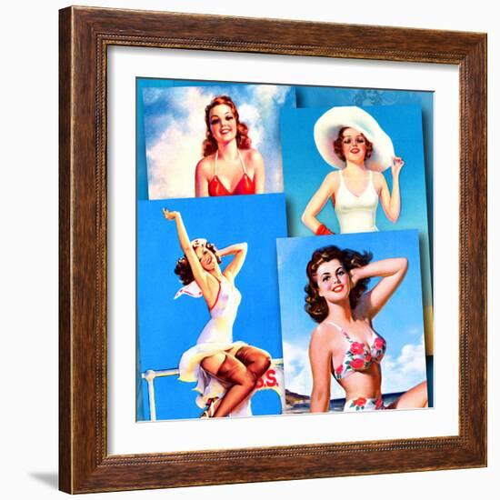 Seaside Pin-Ups-Piddix-Framed Art Print