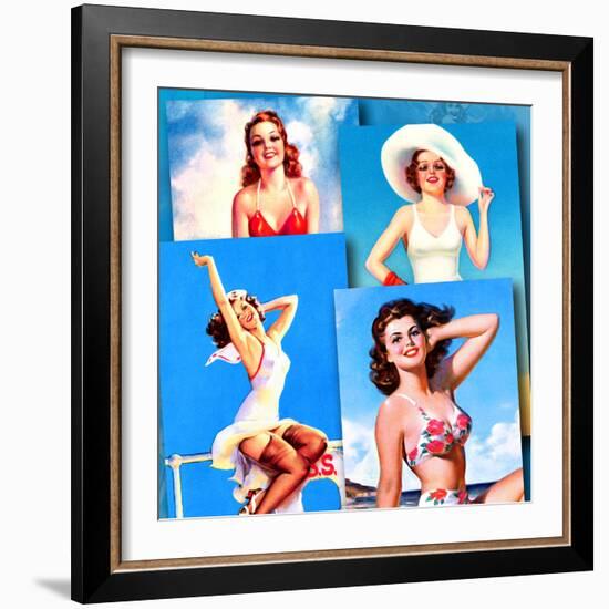 Seaside Pin-Ups-Piddix-Framed Art Print