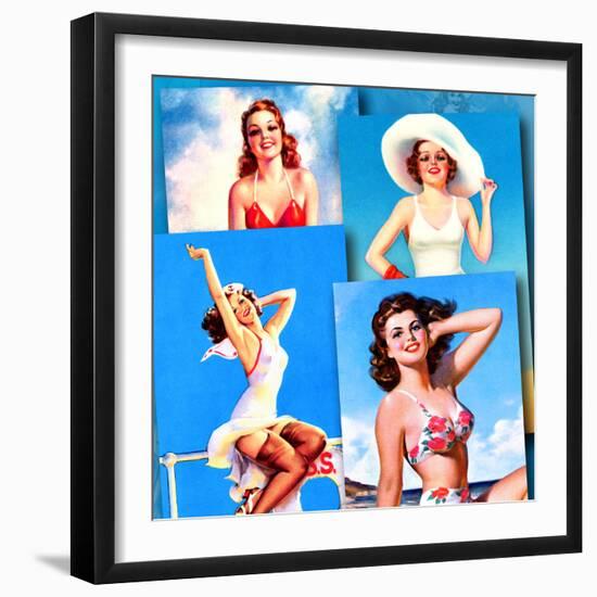 Seaside Pin-Ups-Piddix-Framed Art Print