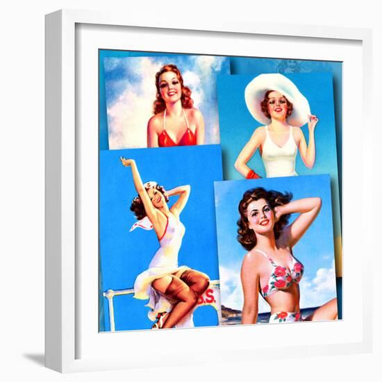 Seaside Pin-Ups-Piddix-Framed Art Print