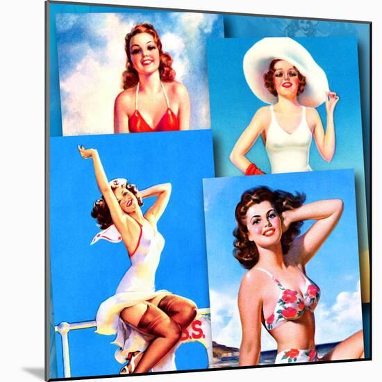 Seaside Pin-Ups-Piddix-Mounted Art Print