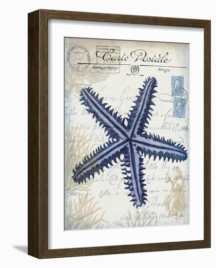 Seaside Postcard Cream a-Fab Funky-Framed Art Print