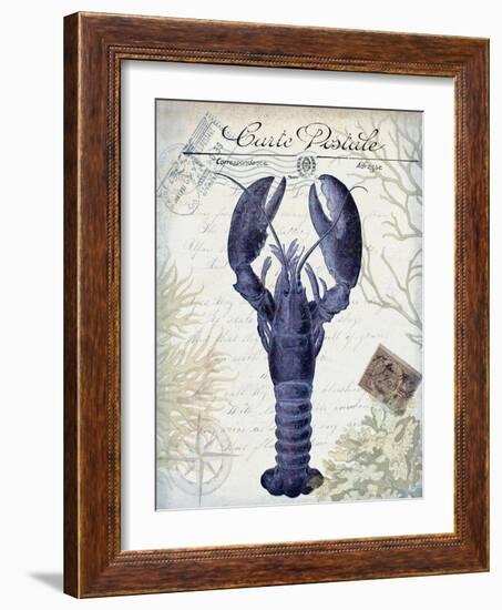 Seaside Postcard Cream d-Fab Funky-Framed Art Print