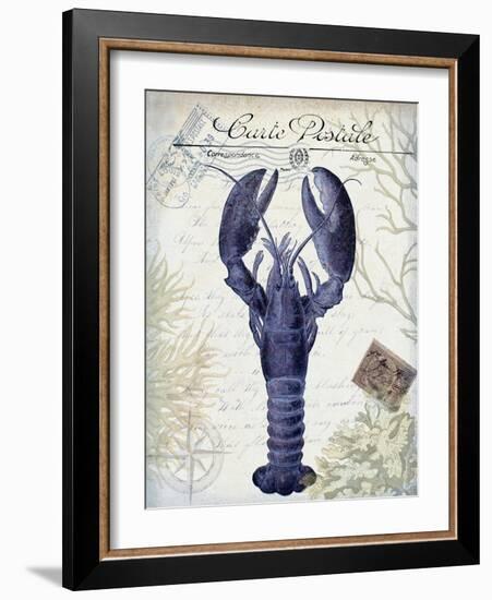 Seaside Postcard Cream d-Fab Funky-Framed Art Print