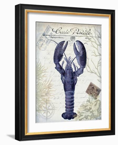 Seaside Postcard Cream d-Fab Funky-Framed Art Print