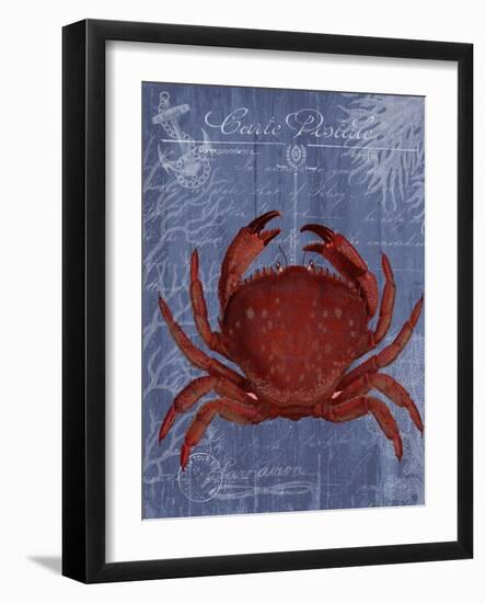 Seaside Postcard Red on Blue f-Fab Funky-Framed Art Print