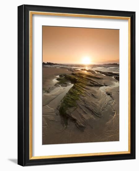 Seaside Rocks on Crackington Haven Beach at Sunset, Cornwall, England, United Kingdom, Europe-Ian Egner-Framed Photographic Print