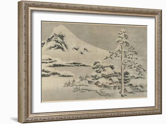 Seaside Village in Snow, 1814-Katsushika Hokusai-Framed Giclee Print