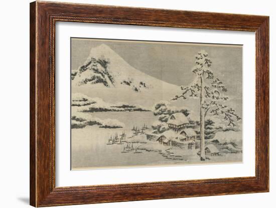 Seaside Village in Snow, 1814-Katsushika Hokusai-Framed Giclee Print