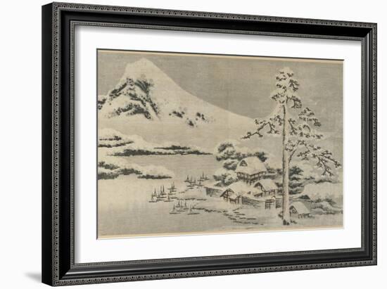 Seaside Village in Snow, 1814-Katsushika Hokusai-Framed Giclee Print