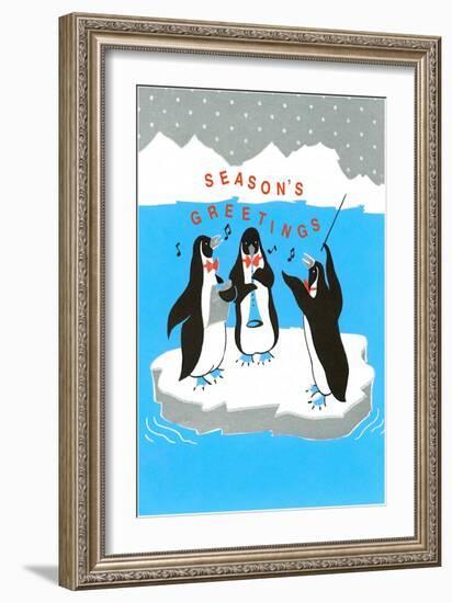 Season's Greetings, Penguin Band-null-Framed Art Print