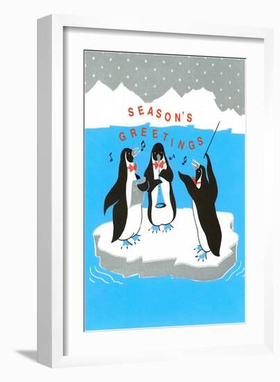 Season's Greetings, Penguin Band-null-Framed Art Print