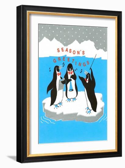 Season's Greetings, Penguin Band-null-Framed Art Print