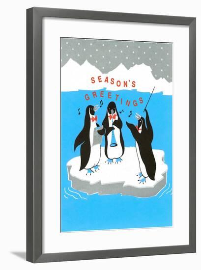 Season's Greetings, Penguin Band-null-Framed Art Print