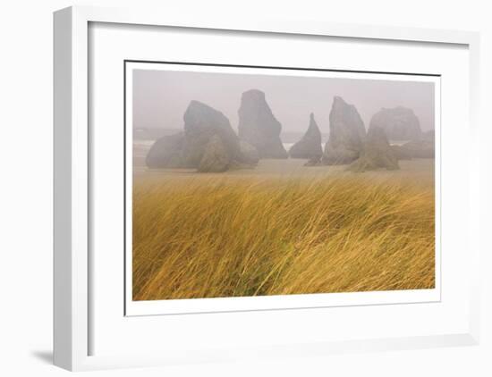 Seastacks and Fog-Donald Paulson-Framed Giclee Print