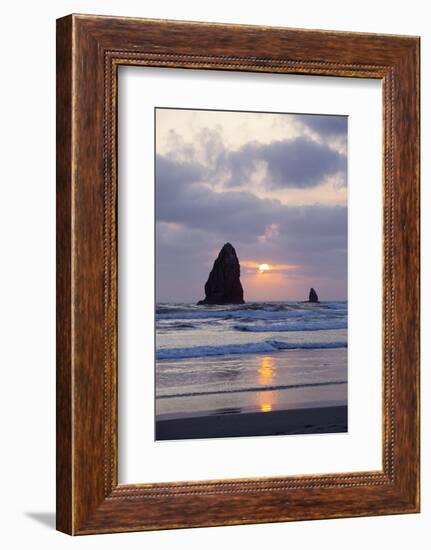 Seastacks at Sunset, Cannon Beach, Oregon, USA-Jamie & Judy Wild-Framed Photographic Print