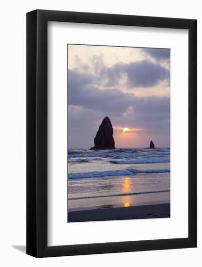 Seastacks at Sunset, Cannon Beach, Oregon, USA-Jamie & Judy Wild-Framed Photographic Print
