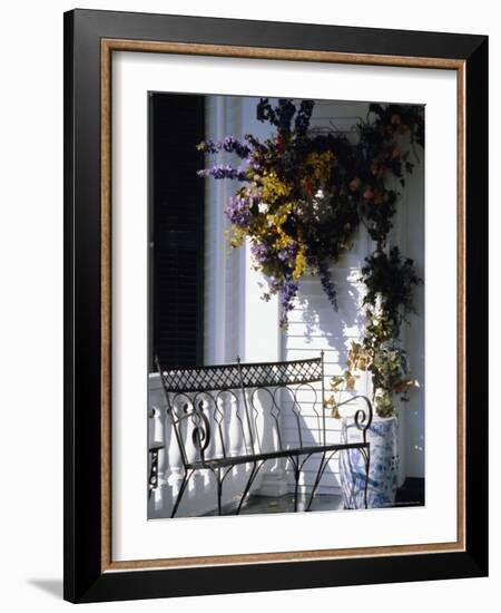 Seat on Typical Front Porch, Woodstock, Vermont, New England, USA-Amanda Hall-Framed Photographic Print