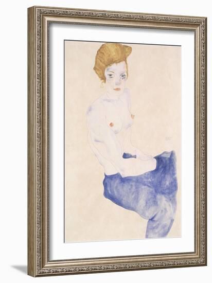 Seated Blue Nude, 1911-Egon Schiele-Framed Giclee Print