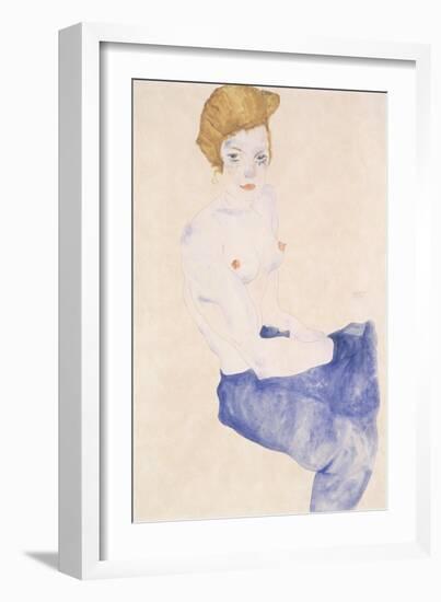 Seated Blue Nude, 1911-Egon Schiele-Framed Giclee Print