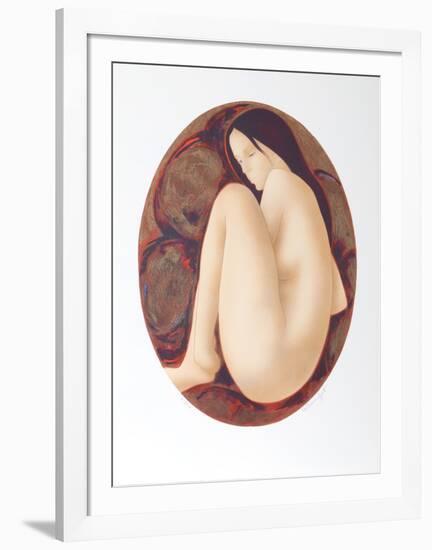 Seated Brunette Nude-Alain Bonnefoit-Framed Collectable Print