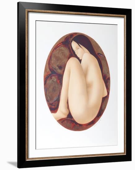 Seated Brunette Nude-Alain Bonnefoit-Framed Collectable Print