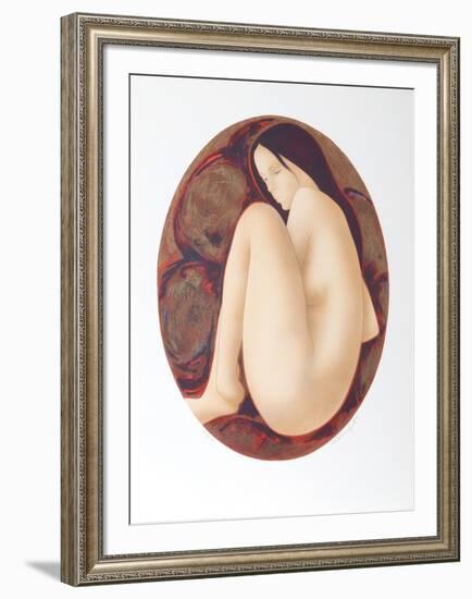 Seated Brunette Nude-Alain Bonnefoit-Framed Collectable Print