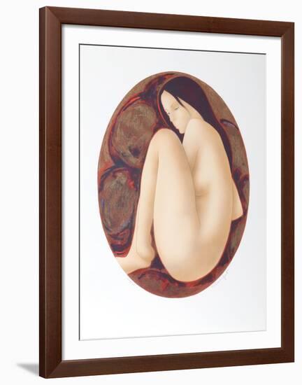 Seated Brunette Nude-Alain Bonnefoit-Framed Collectable Print