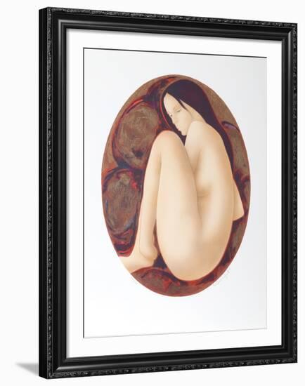 Seated Brunette Nude-Alain Bonnefoit-Framed Collectable Print