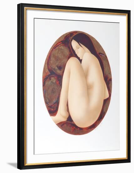 Seated Brunette Nude-Alain Bonnefoit-Framed Collectable Print