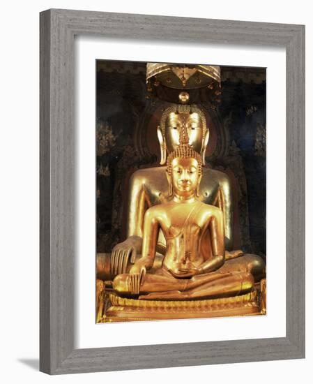 Seated Buddha Images, Wat Bovornives (Bowonniwet), Bangkok, Thailand, Southeast Asia-Gavin Hellier-Framed Photographic Print