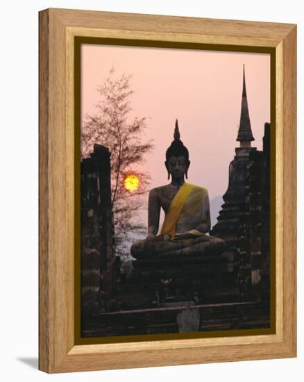 Seated Buddha Statue, Wat Mahathat, Sukhothai, Thailand-Rob Mcleod-Framed Premier Image Canvas