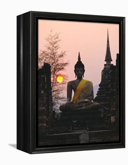 Seated Buddha Statue, Wat Mahathat, Sukhothai, Thailand-Rob Mcleod-Framed Premier Image Canvas