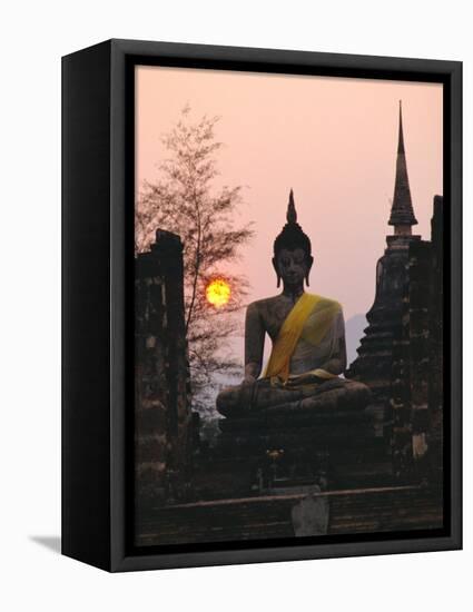 Seated Buddha Statue, Wat Mahathat, Sukhothai, Thailand-Rob Mcleod-Framed Premier Image Canvas