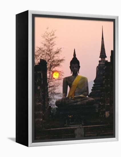 Seated Buddha Statue, Wat Mahathat, Sukhothai, Thailand-Rob Mcleod-Framed Premier Image Canvas