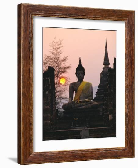 Seated Buddha Statue, Wat Mahathat, Sukhothai, Thailand-Rob Mcleod-Framed Photographic Print