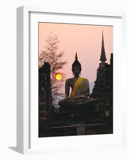 Seated Buddha Statue, Wat Mahathat, Sukhothai, Thailand-Rob Mcleod-Framed Photographic Print