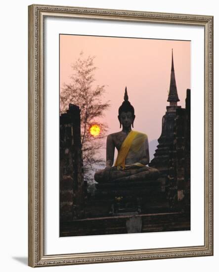 Seated Buddha Statue, Wat Mahathat, Sukhothai, Thailand-Rob Mcleod-Framed Photographic Print