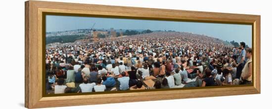 Seated Crowd Listening to Musicians Perform at Woodstock Music Festival-John Dominis-Framed Premier Image Canvas