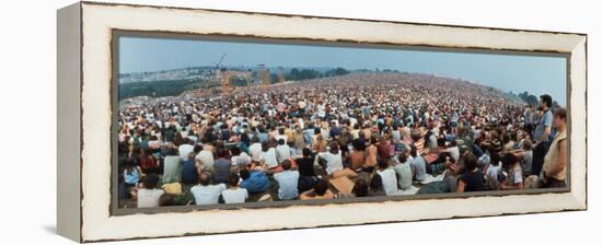 Seated Crowd Listening to Musicians Perform at Woodstock Music Festival-John Dominis-Framed Premier Image Canvas