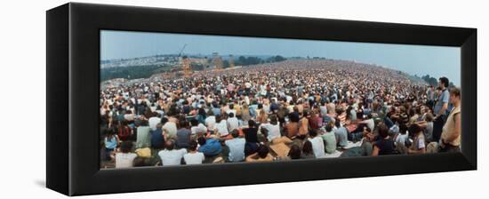 Seated Crowd Listening to Musicians Perform at Woodstock Music Festival-John Dominis-Framed Premier Image Canvas