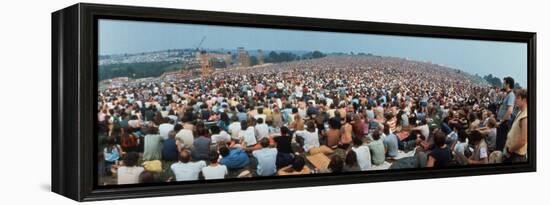 Seated Crowd Listening to Musicians Perform at Woodstock Music Festival-John Dominis-Framed Premier Image Canvas