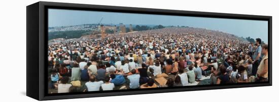 Seated Crowd Listening to Musicians Perform at Woodstock Music Festival-John Dominis-Framed Premier Image Canvas