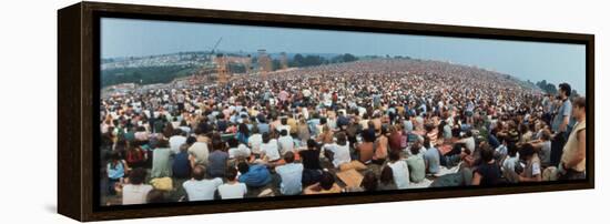 Seated Crowd Listening to Musicians Perform at Woodstock Music Festival-John Dominis-Framed Premier Image Canvas