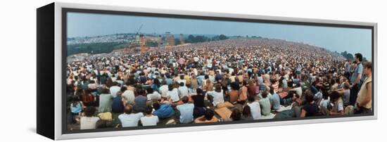 Seated Crowd Listening to Musicians Perform at Woodstock Music Festival-John Dominis-Framed Premier Image Canvas